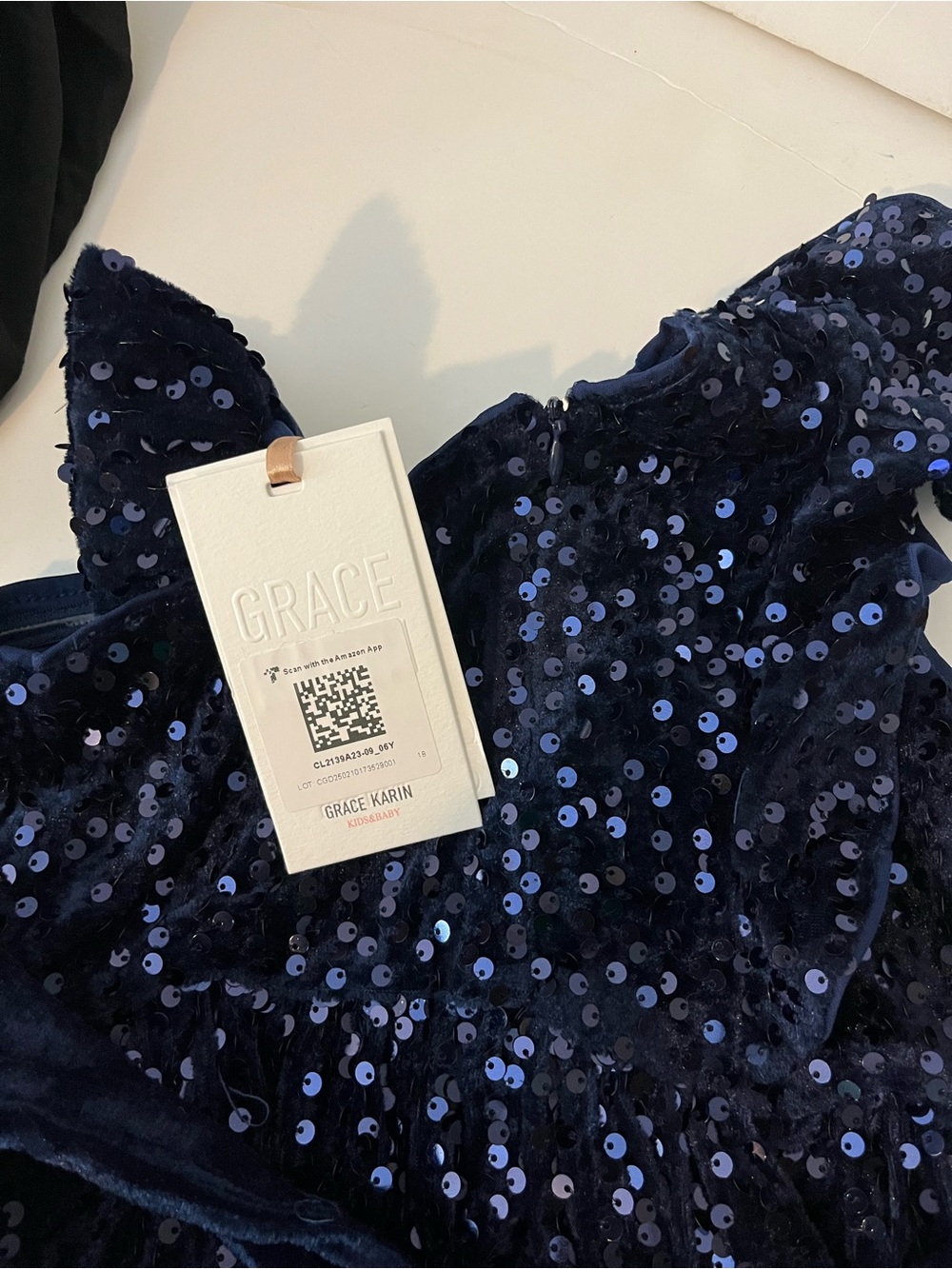 Grace Karin Navy Blue Sequin Formal Dress for Girls